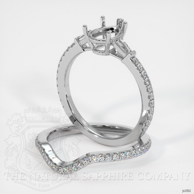 18K White Gold Three Stone Ring Setting