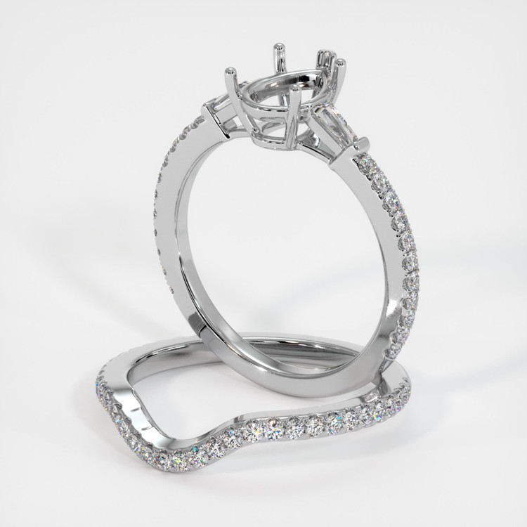 18K White Gold Three Stone Ring Setting