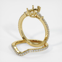 10K Yellow Gold Three Stone Ring Setting Image