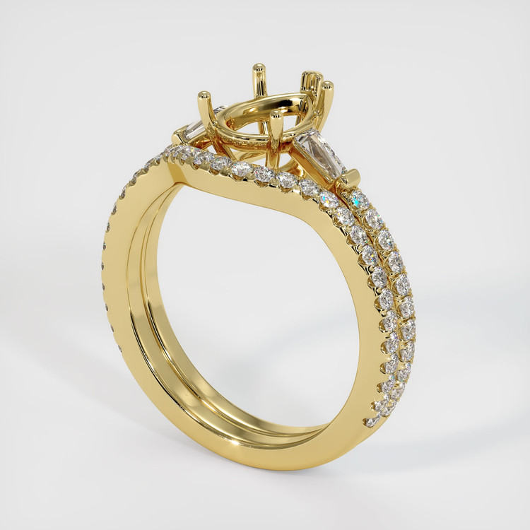 18K Yellow Gold Three Stone Ring Setting