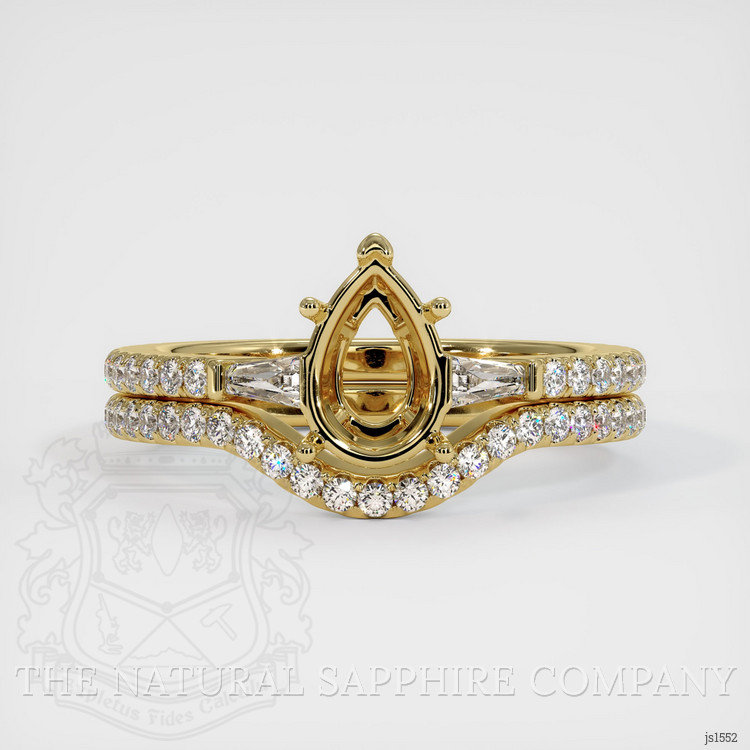 18K Yellow Gold Three Stone Ring Setting