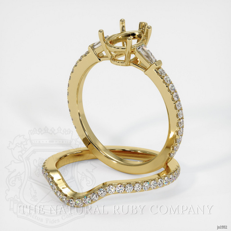 18K Yellow Gold Three Stone Ring Setting