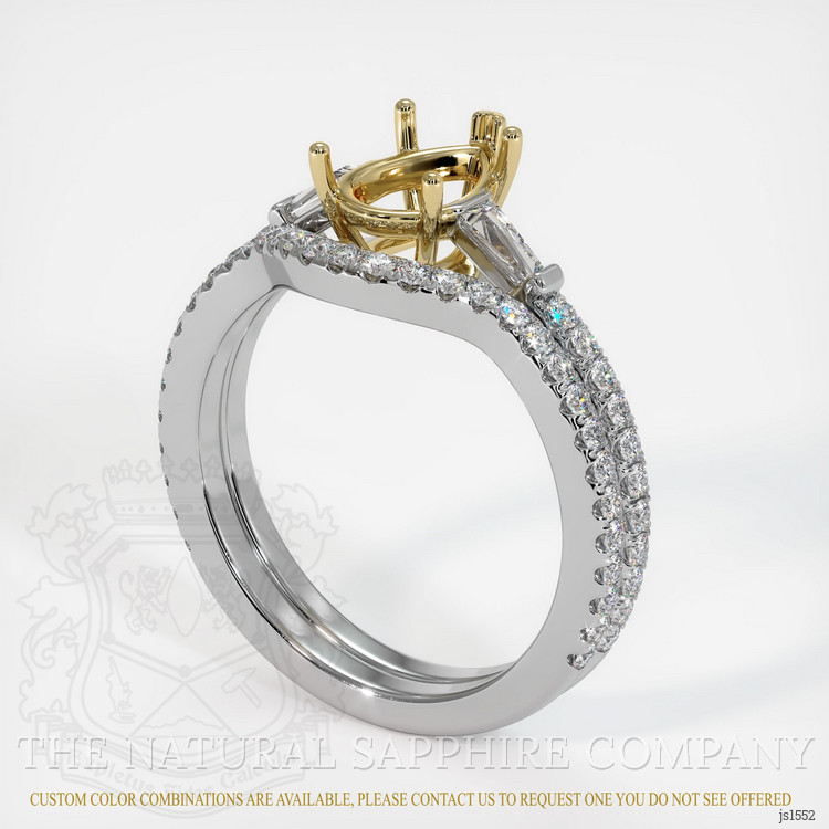 14K Yellow & White Three Stone Ring Setting