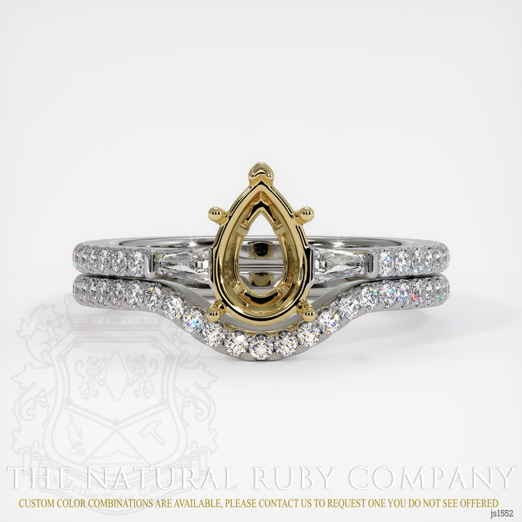14K Yellow & White Three Stone Ring Setting