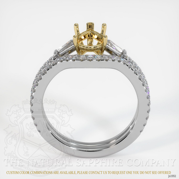 14K Yellow & White Three Stone Ring Setting