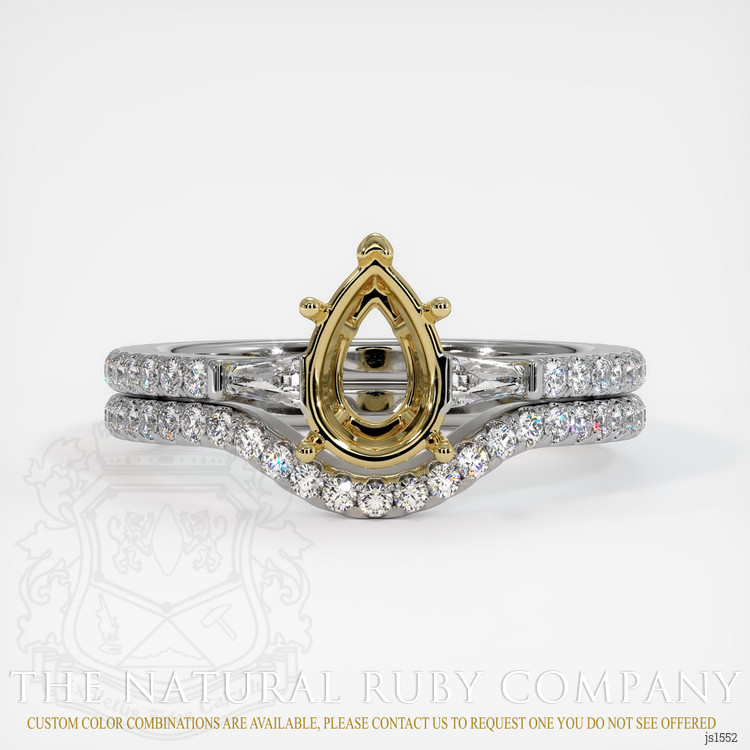 18K Yellow & White Three Stone Ring Setting