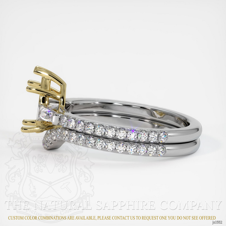18K Yellow & White Three Stone Ring Setting