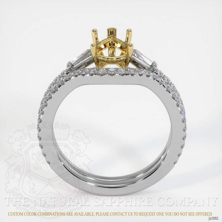 18K Yellow & White Three Stone Ring Setting