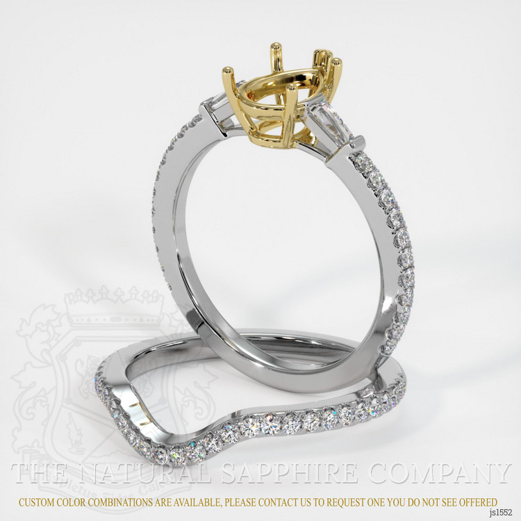 18K Yellow & White Three Stone Ring Setting
