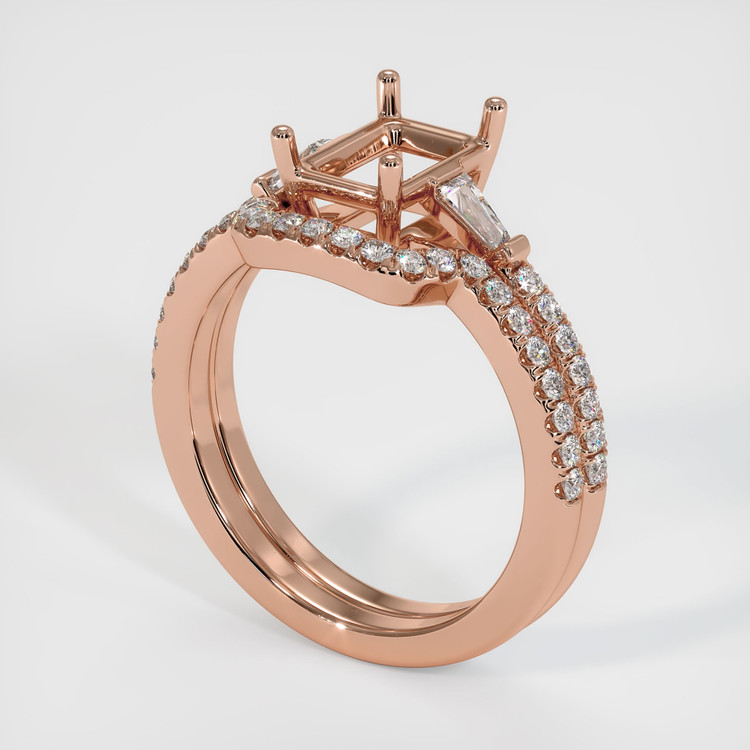14K Rose Gold Three Stone Ring Setting