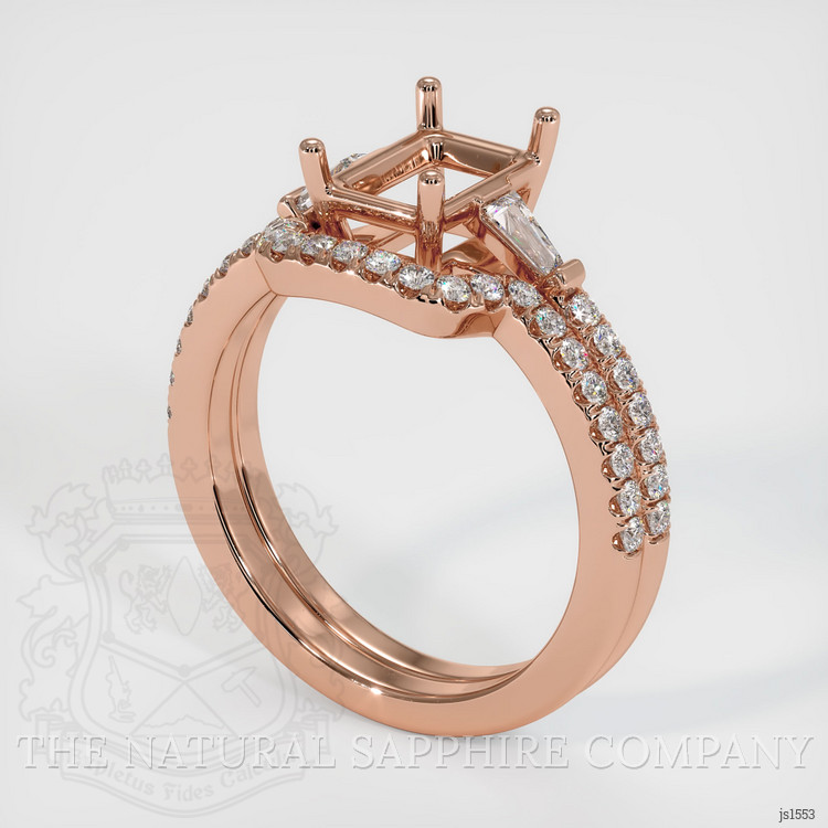 14K Rose Gold Three Stone Ring Setting