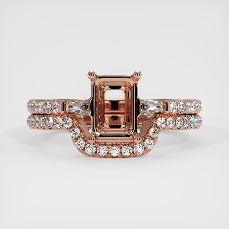14K Rose Gold Three Stone Ring Setting
