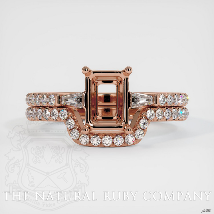 14K Rose Gold Three Stone Ring Setting