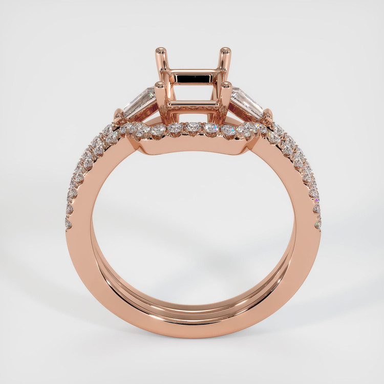 14K Rose Gold Three Stone Ring Setting