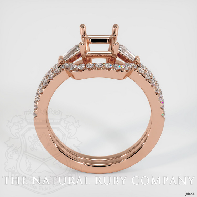 14K Rose Gold Three Stone Ring Setting