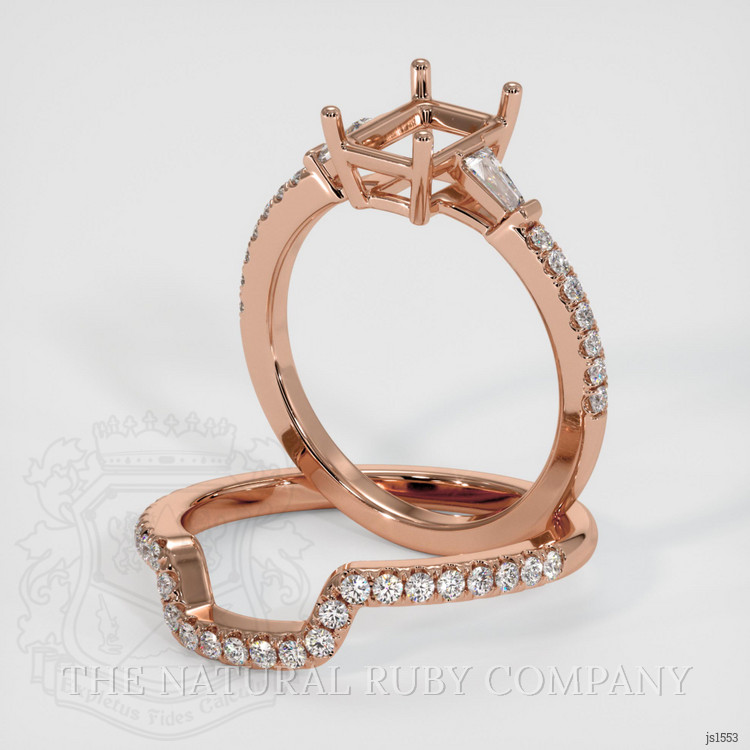 14K Rose Gold Three Stone Ring Setting