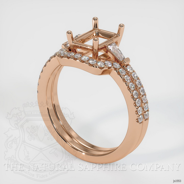 18K Rose Gold Three Stone Ring Setting