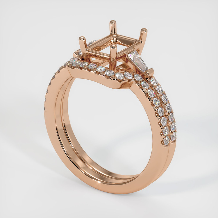 18K Rose Gold Three Stone Ring Setting