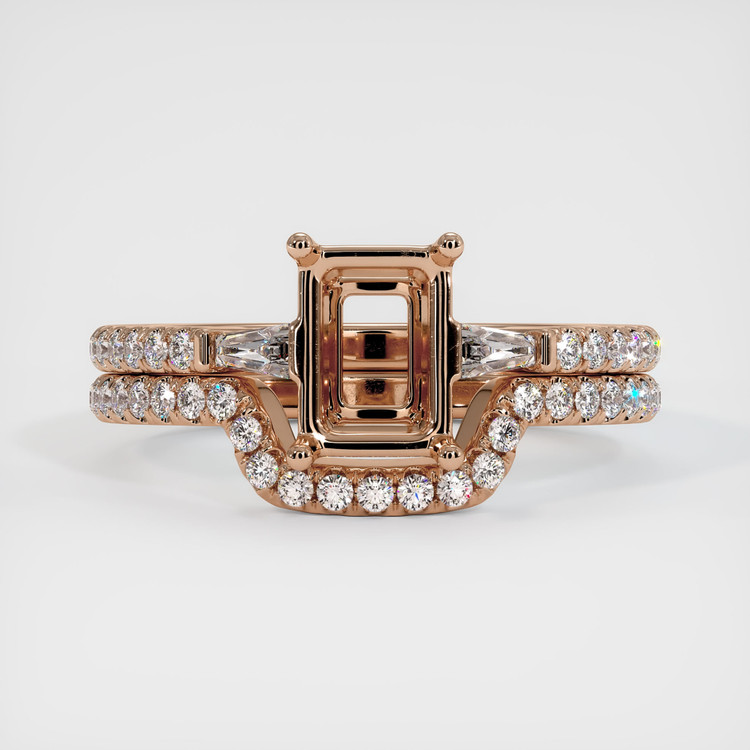 18K Rose Gold Three Stone Ring Setting