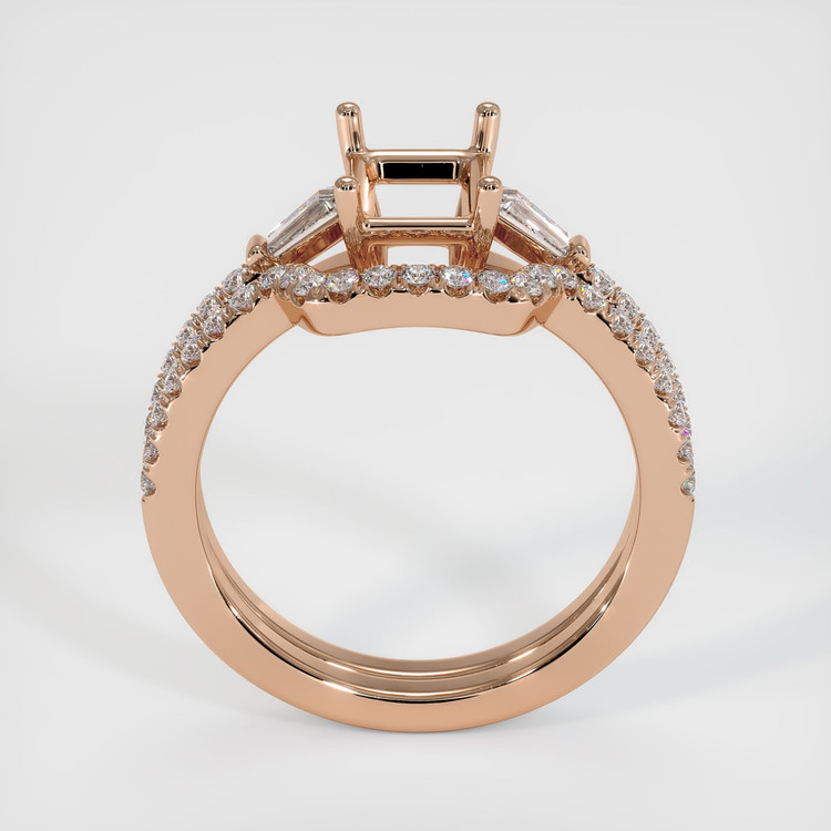 18K Rose Gold Three Stone Ring Setting