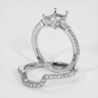 10K White Gold Three Stone Ring Setting Image