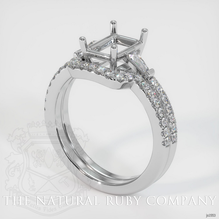 14K White Gold Three Stone Ring Setting