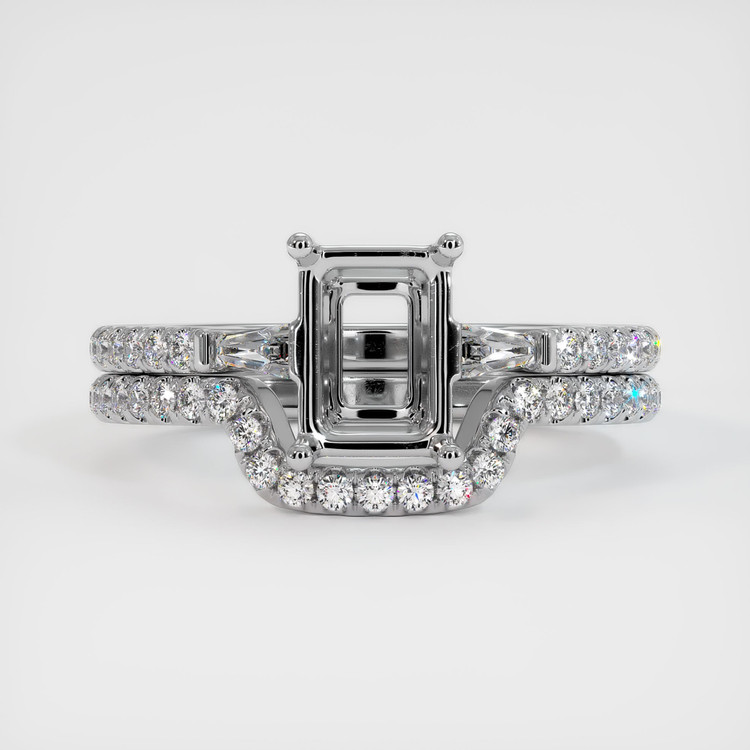 14K White Gold Three Stone Ring Setting