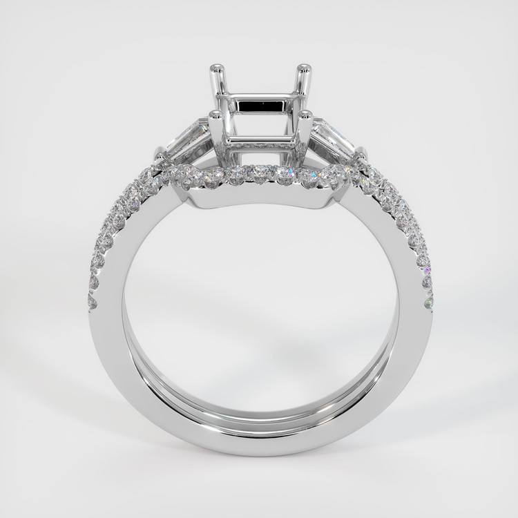 14K White Gold Three Stone Ring Setting