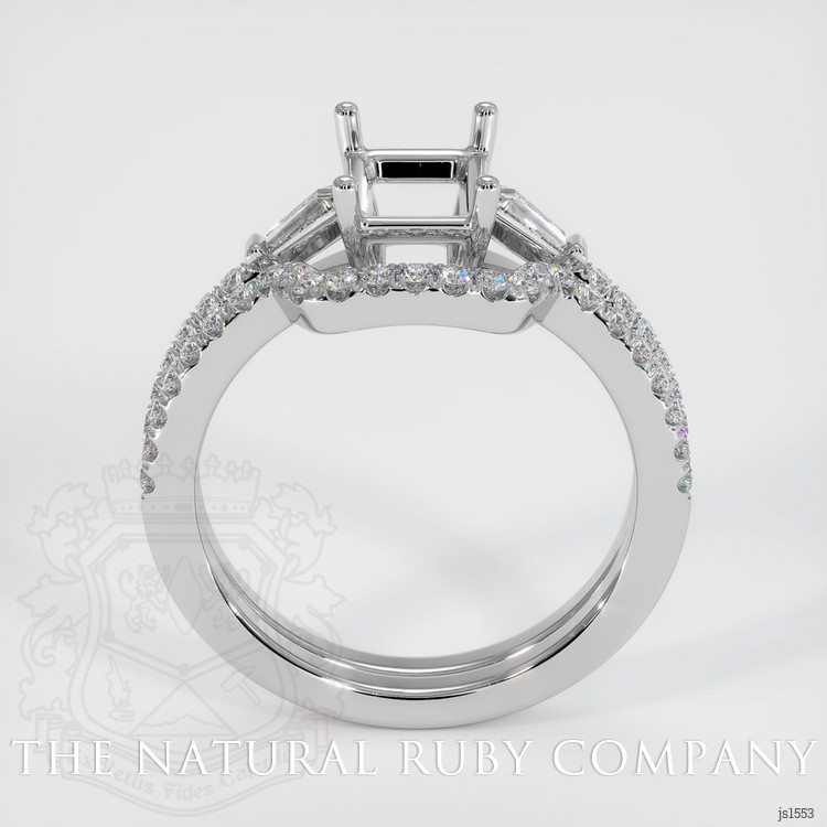 14K White Gold Three Stone Ring Setting