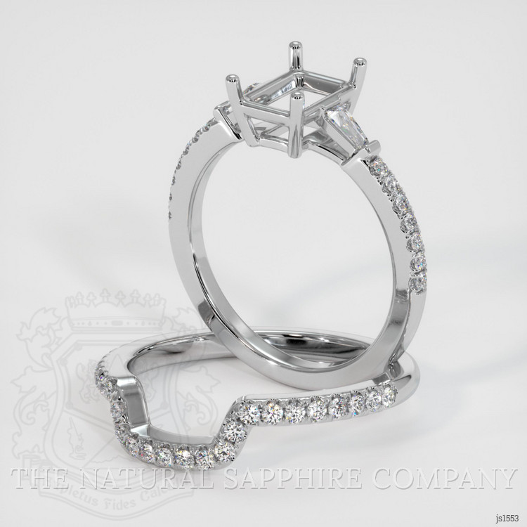 14K White Gold Three Stone Ring Setting