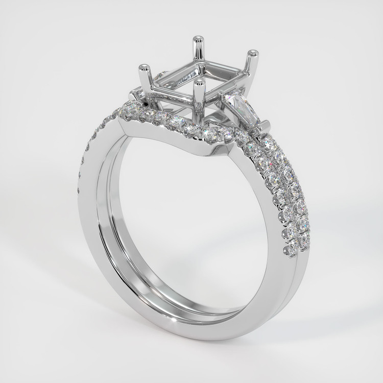 18K White Gold Three Stone Ring Setting