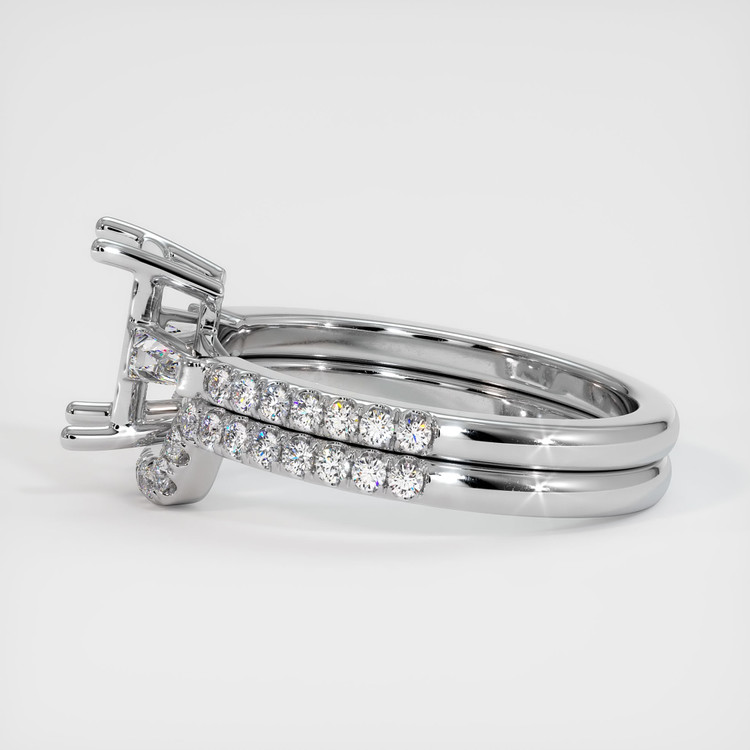 18K White Gold Three Stone Ring Setting