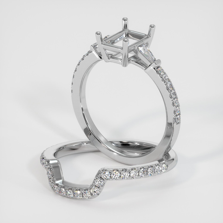 18K White Gold Three Stone Ring Setting