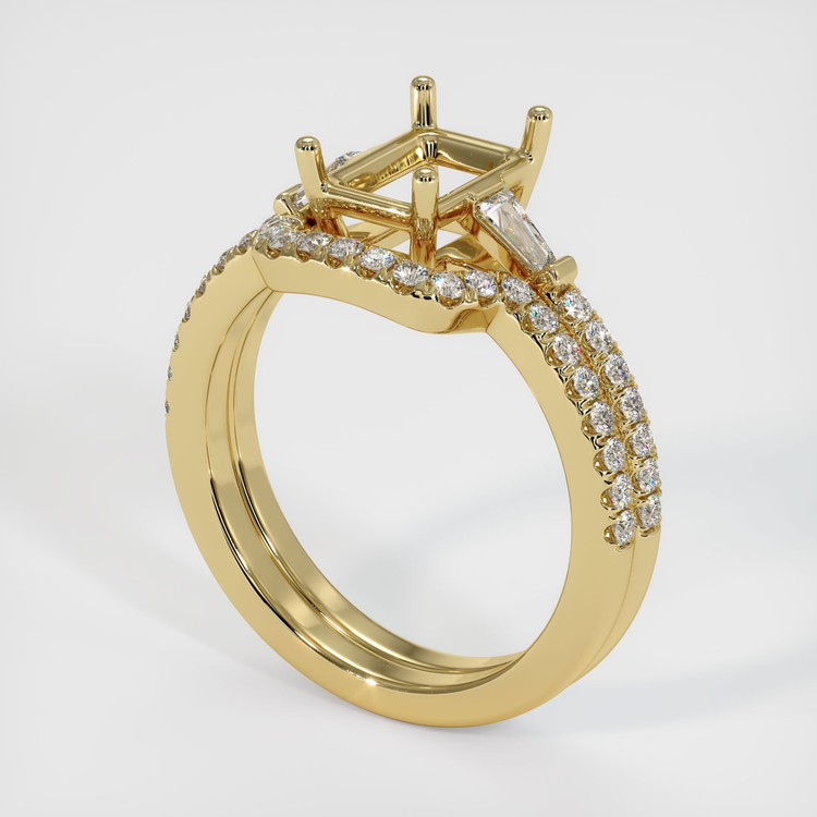 14K Yellow Gold Three Stone Ring Setting