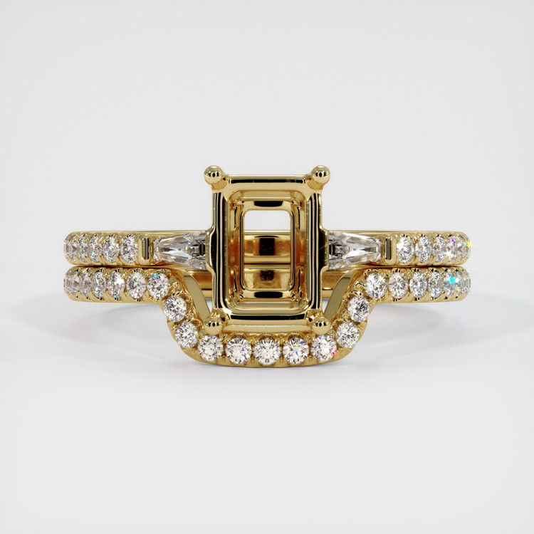 14K Yellow Gold Three Stone Ring Setting