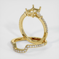 14K Yellow Gold Three Stone Ring Setting Image