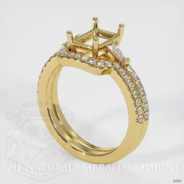 18K Yellow Gold Three Stone Ring Setting