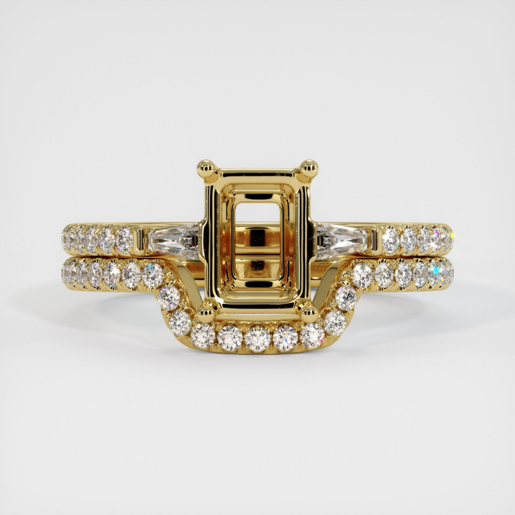18K Yellow Gold Three Stone Ring Setting