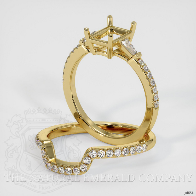 18K Yellow Gold Three Stone Ring Setting