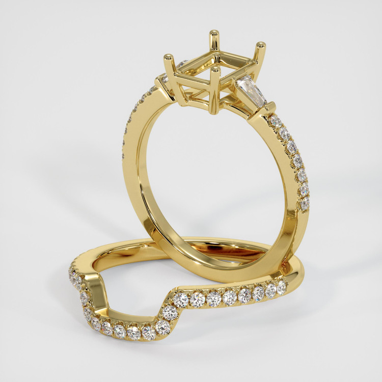 18K Yellow Gold Three Stone Ring Setting