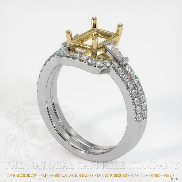 14K Yellow & White Three Stone Ring Setting