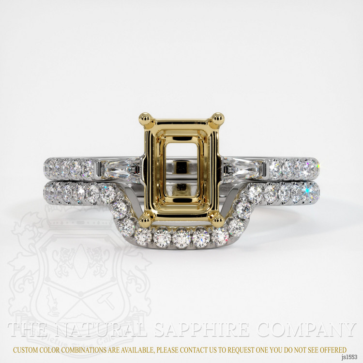 14K Yellow & White Three Stone Ring Setting