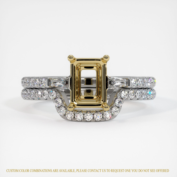 14K Yellow & White Three Stone Ring Setting