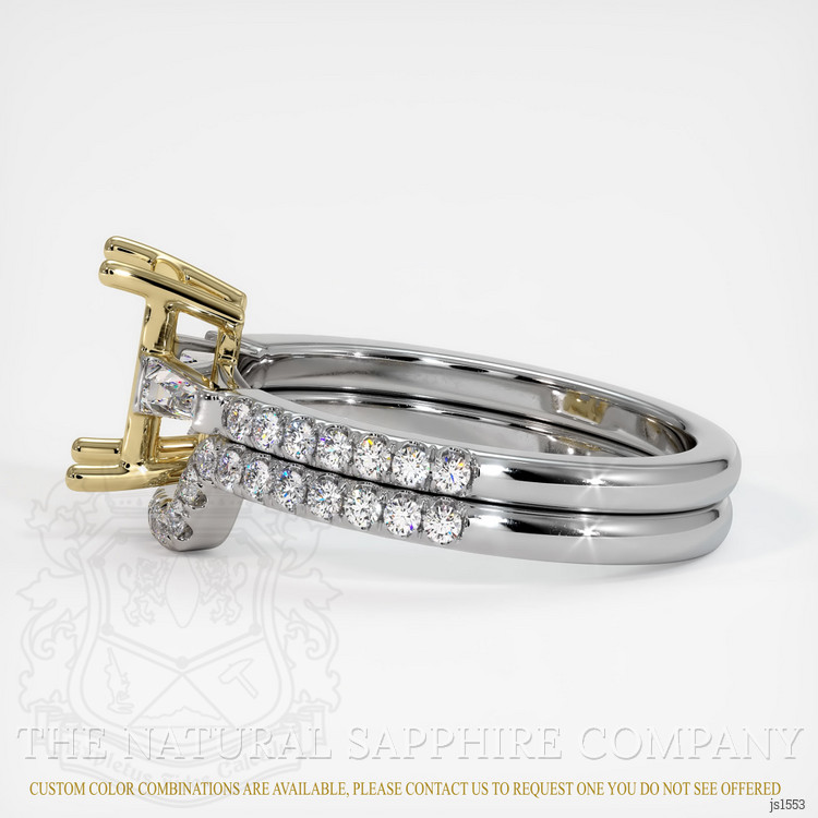 14K Yellow & White Three Stone Ring Setting