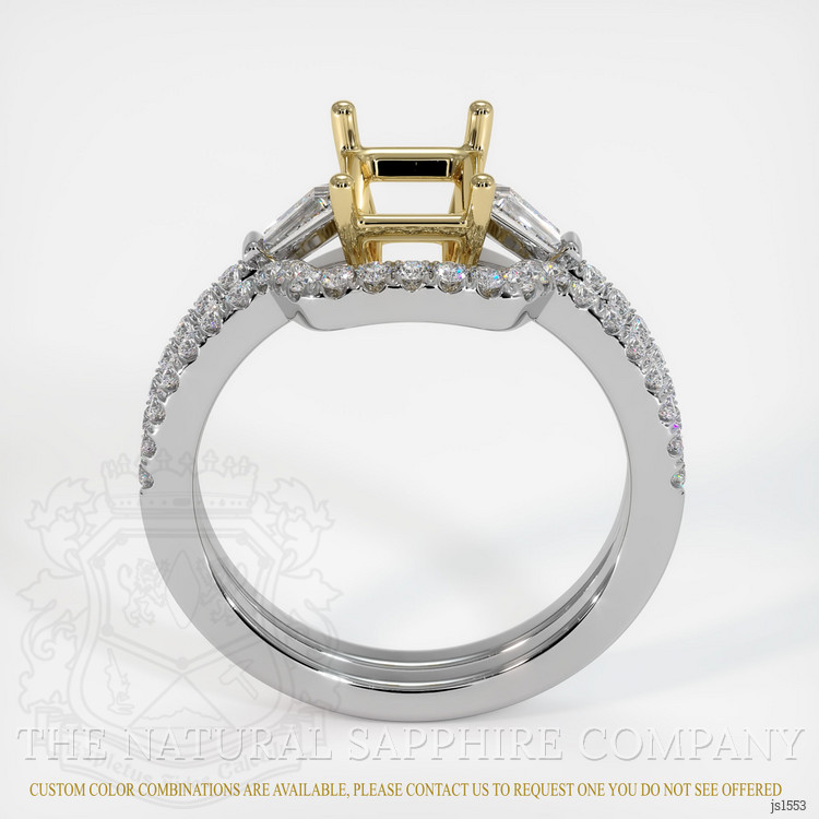 14K Yellow & White Three Stone Ring Setting