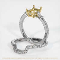 14K Yellow & White Three Stone Ring Setting Image