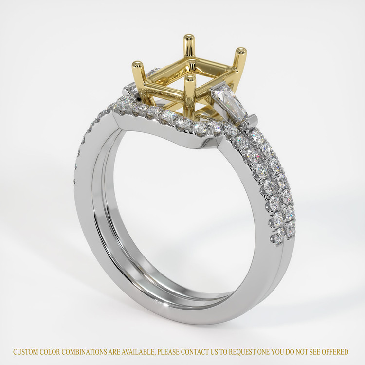 18K Yellow & White Three Stone Ring Setting