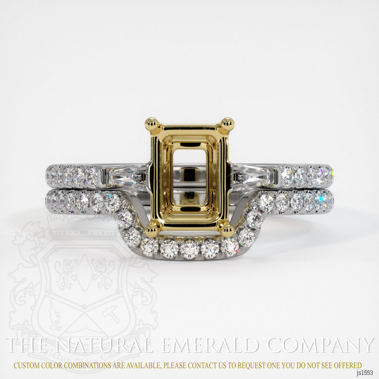 18K Yellow & White Three Stone Ring Setting