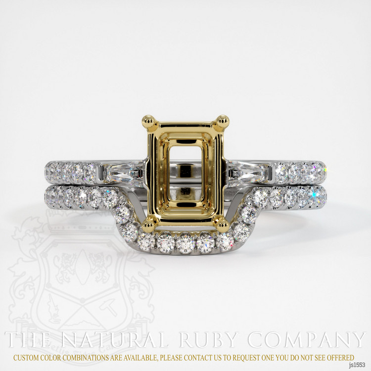 18K Yellow & White Three Stone Ring Setting
