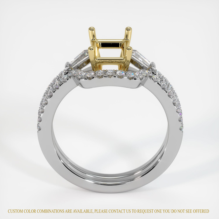 18K Yellow & White Three Stone Ring Setting